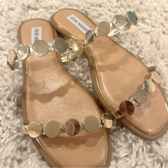 Steve Madden Ariele Studded Slide Women’s Sandal Gold, Brand New - Picture 8 of 11